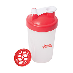 WB6785-THE CROSS-TRAINER 400 ML. (13.5 FL. OZ.) SMALL SHAKER BOTTLE-Clear/Red (Clearance Minimum 80 Units)